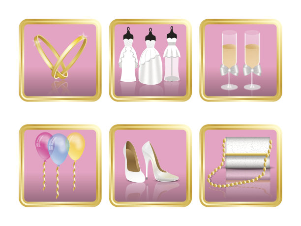 一套婚礼图标图片下载