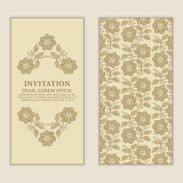 带有花边和花的民族贺卡、请帖或婚礼图片下载
