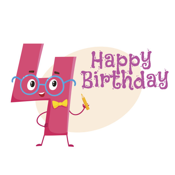 生日快乐矢量贺卡设计与四个数字字符图片下载