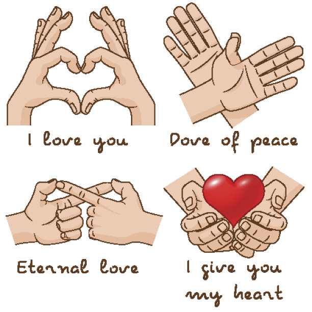 一组手描绘了永恒的爱与和平。情人节图片下载