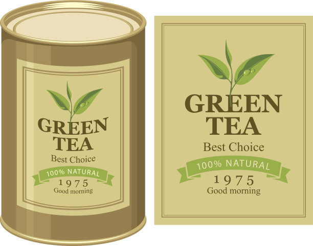 带绿茶标签的锡罐图片下载
