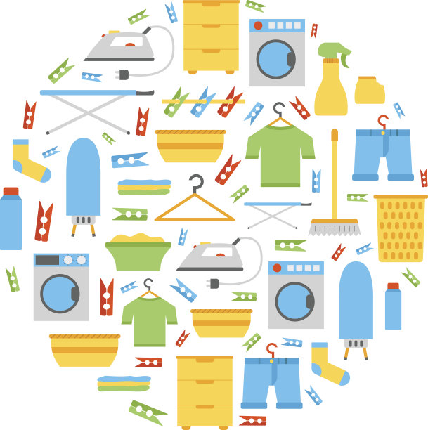 矢量平面洗衣房背景图片下载