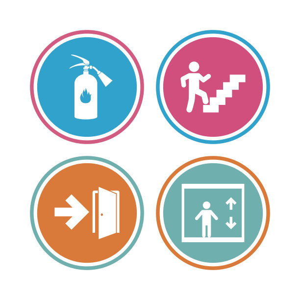 紧急出口图标。有箭头标志的门。图片下载