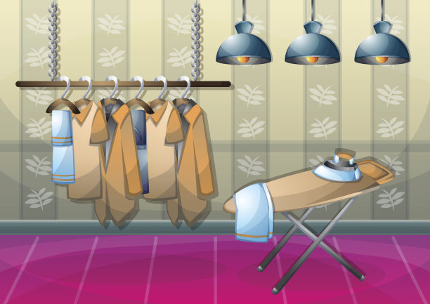 卡通矢量插图室内服装房间与分层图片下载