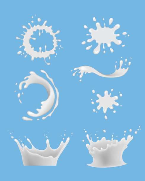 一套牛奶喷溅屏幕。图片下载