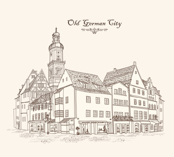 德国旅游的背景。旧的街景。欧洲古老的城市图片下载