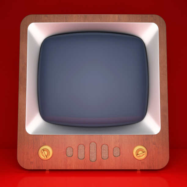 红色背景的复古电视图片下载