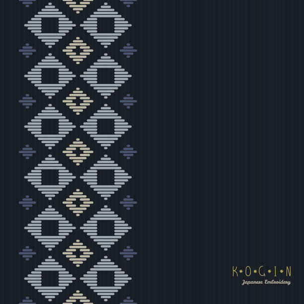 副本的空间。日本Kogin刺绣。无缝的。图片下载