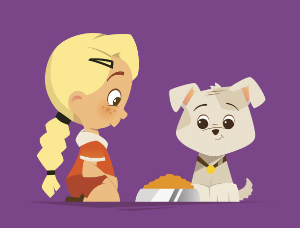 可爱的小女孩喂小狗狗图片下载