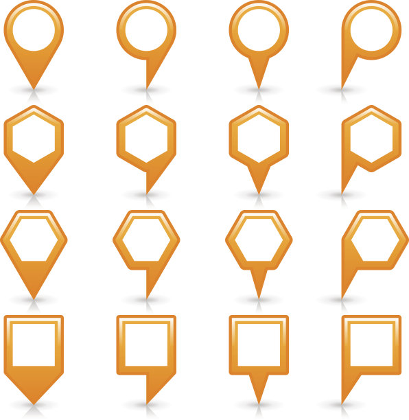 平面橙色地图引脚标志位置图标图片下载