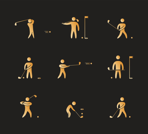 轮廓的数字高尔夫球图标集图片下载