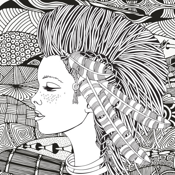 年轻漂亮的女孩。美国印第安人的女人。羽毛。图片下载