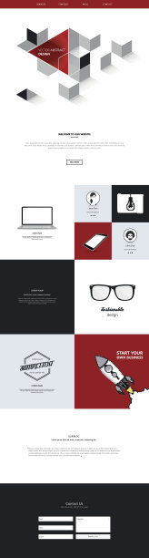 一页网站模板。智能手机兼容的网页设计。图片下载