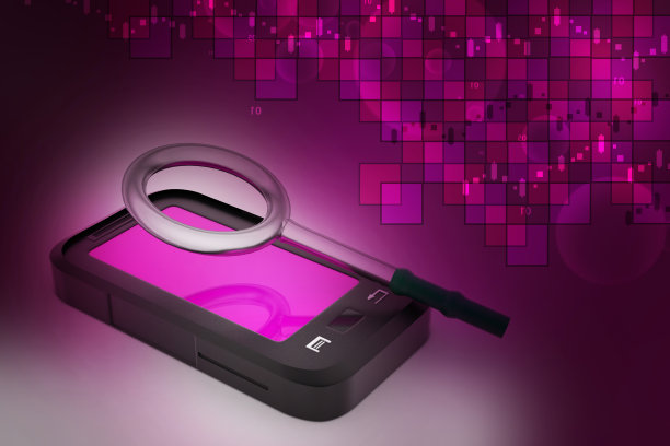 带有放大镜的智能手机图片下载