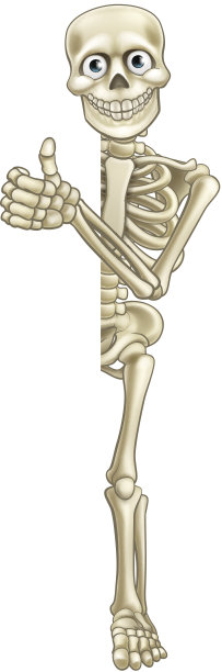 卡通骷髅竖起万圣节标志图片下载