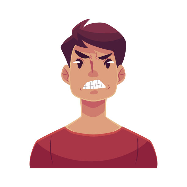 年轻人脸上，愤怒的表情图片下载