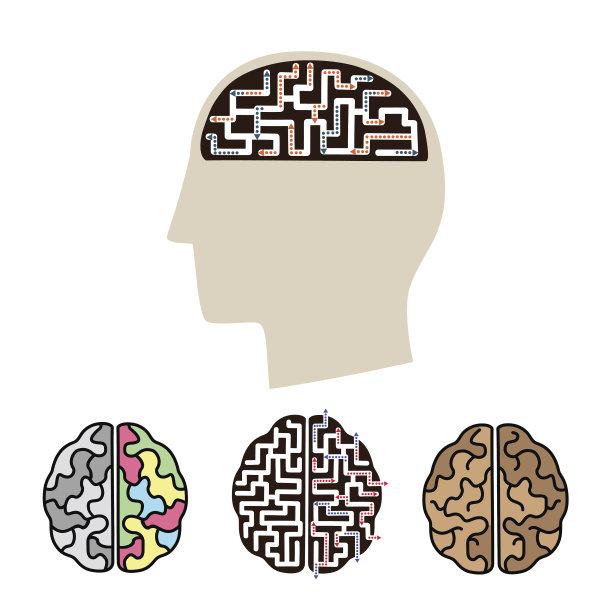 人脑活动的矢量图标。图片下载