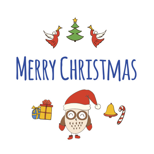 可爱的猫头鹰圣诞贺卡。向量EPS10插图。图片下载