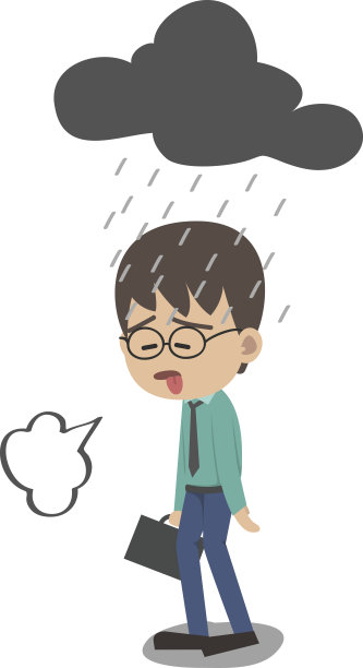 不幸的商人在雨中行走。图片下载