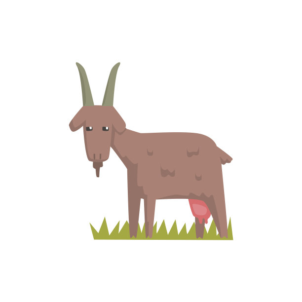 灰山羊玩具农场动物可爱贴纸图片下载