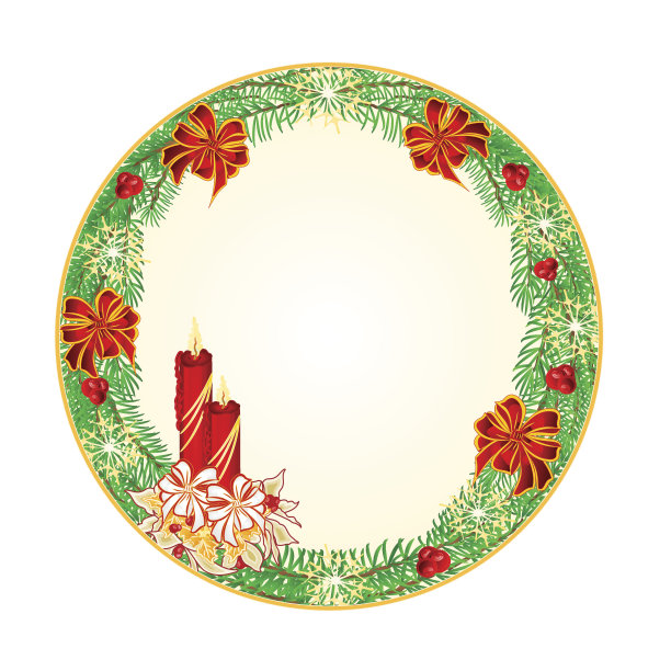纽扣圆形圣诞与烛台矢量图片下载