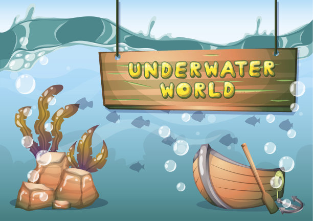 卡通矢量水下背景与分离层的游戏艺术图片下载