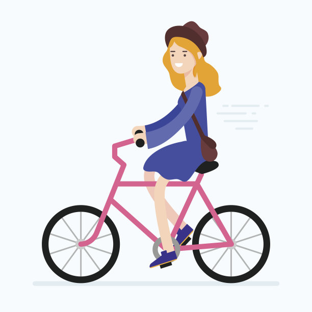矢量插图的一个女人骑自行车图片下载