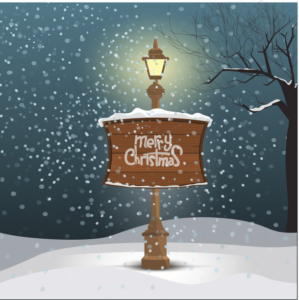 圣诞贺卡-下雪的冬天背景。图片下载