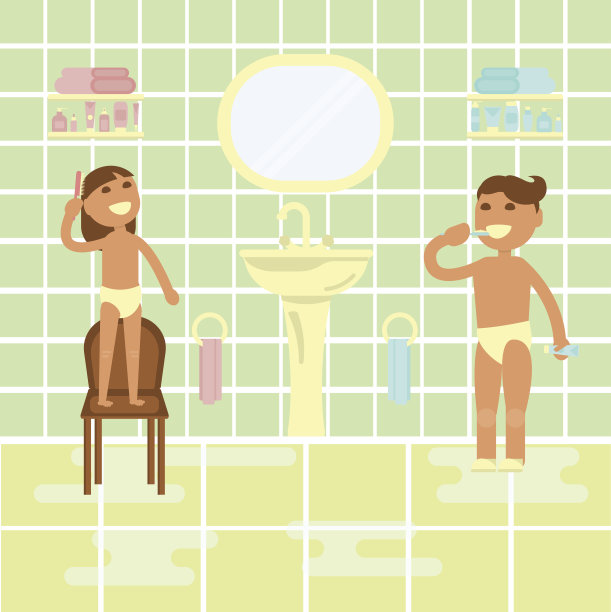 孩子们在浴室的内部背景图片下载