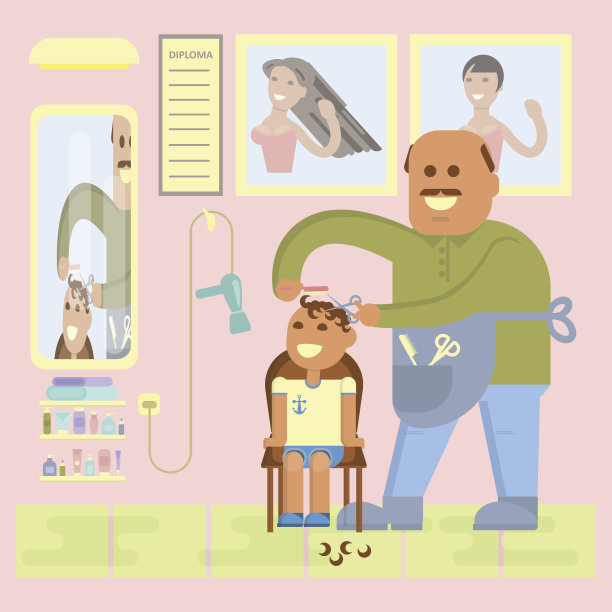 专业的秃头的理发师图片下载