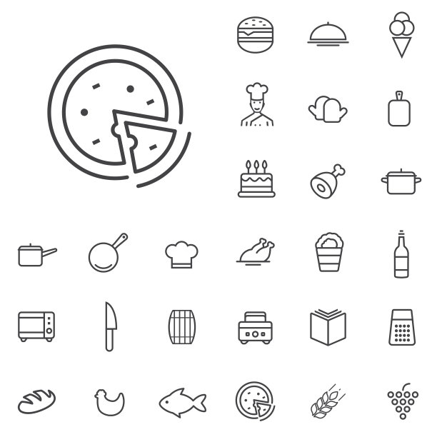 烹饪轮廓，薄，平，数字图标设置图片下载