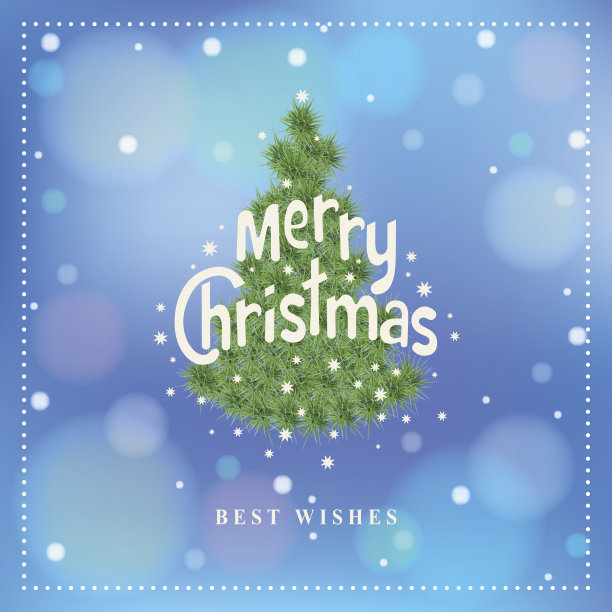 祝你圣诞快乐。树与雪花。矢量图图片下载