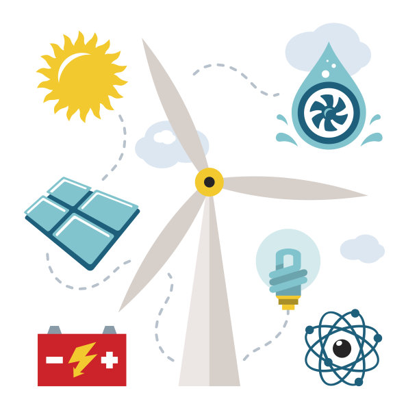 向量集-类型的发电。平风格丰富多彩图片下载