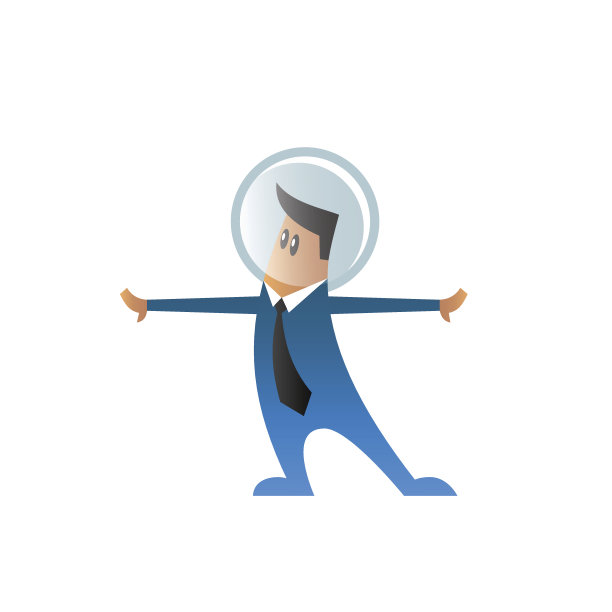 角色穿着西装，打着领带，戴着太空头盔。图片下载