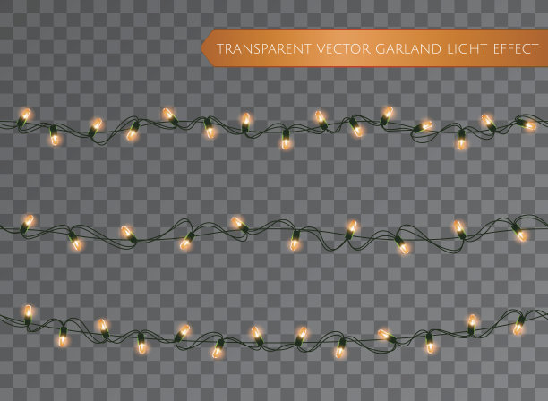 圣诞装饰灯光效果隔离透明矢量图片下载