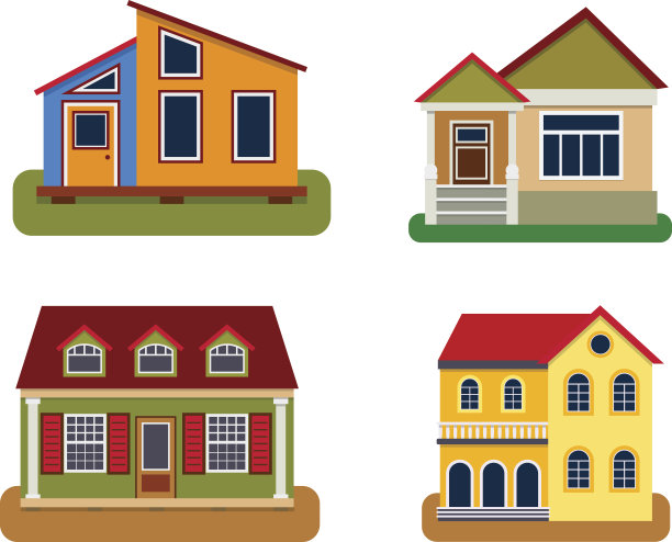 房屋前视图矢量插图图片下载
