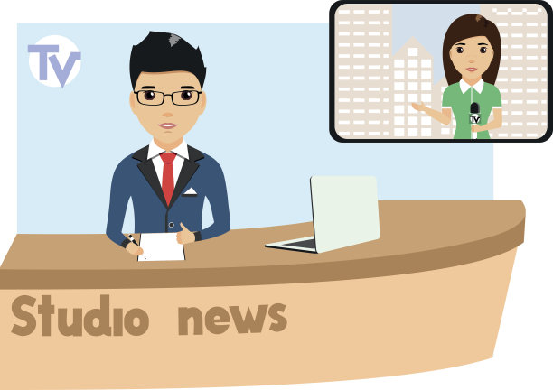 电视新闻主持人在演播室里图片下载