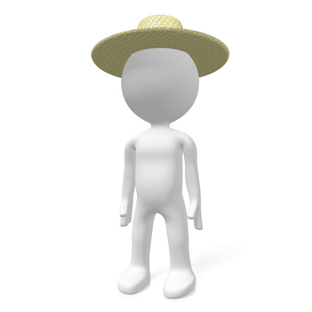 戴草帽的3D游客图片下载