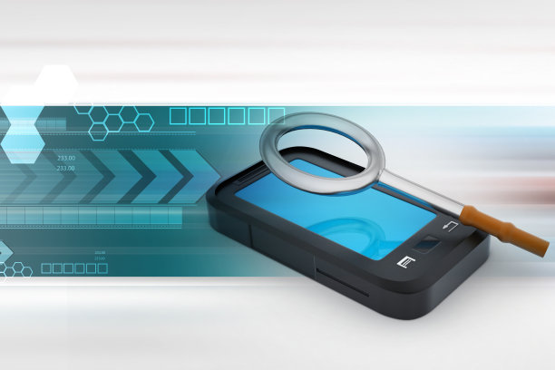 带有放大镜的智能手机图片下载