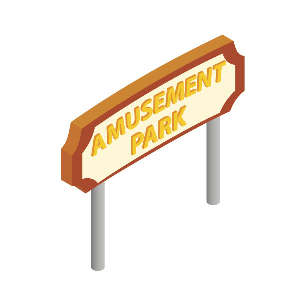 游乐园道路标志等距3d图标图片下载