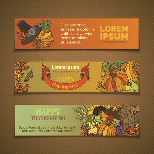 向量组的感恩节水平横幅。图片下载