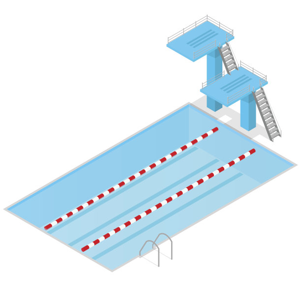 室内游泳池等距视图。向量图片下载