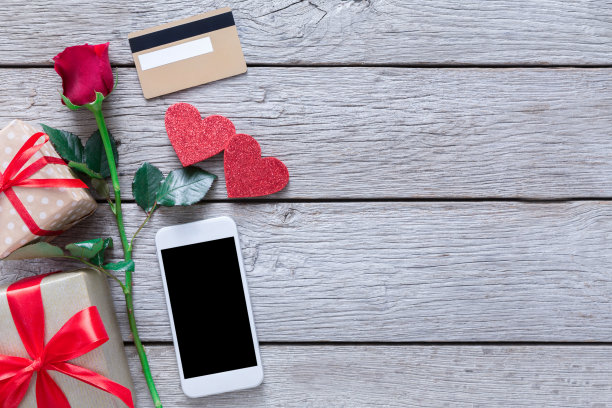 情人节网上购物背景与拷贝空间图片下载