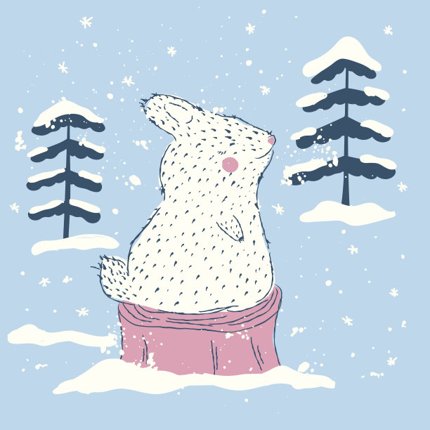 可爱的兔子在冬天。图片下载