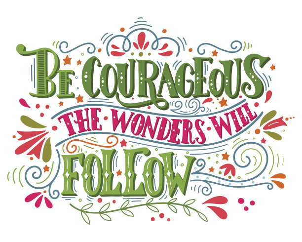 勇敢点，奇迹就会随之而来。鼓舞人心的名言。图片下载