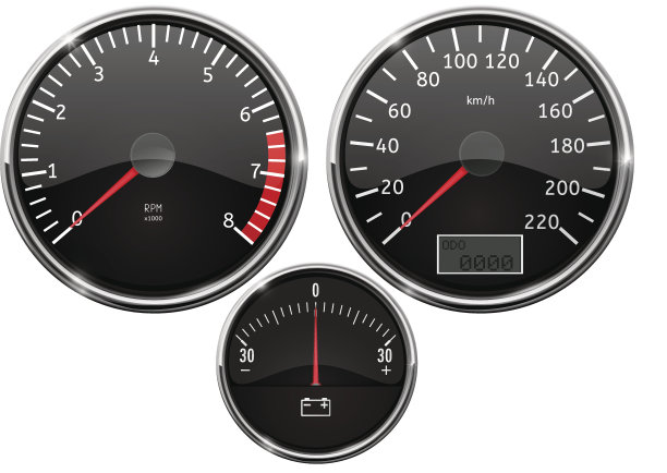 速度计，转速计，蓄电池充电水平图片下载