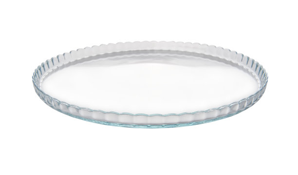 空玻璃盘烤箱孤立在白色背景图片下载