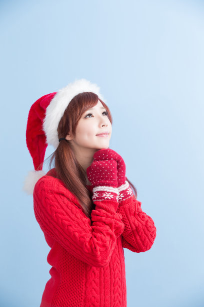 许愿的圣诞美女素材图片