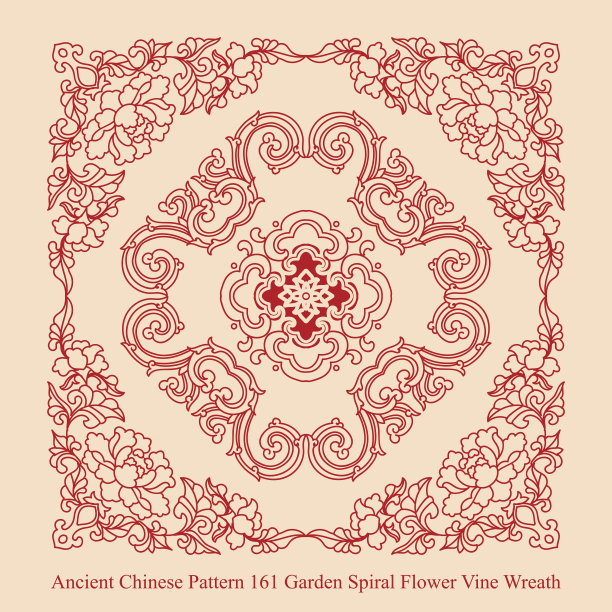 中国古代园林螺旋花藤环图案图片下载