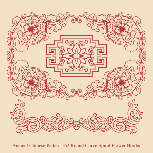 中国古代图案的圆形曲线螺旋花边界图片下载